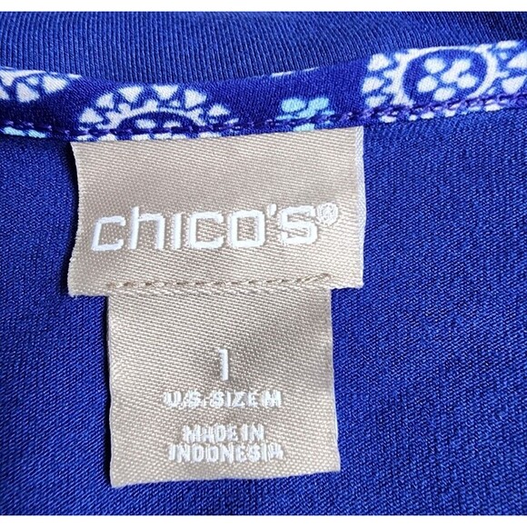 Chico's Size 1/Medium Kimono Sleeve Top Blue Boho - Picture 7 of 7